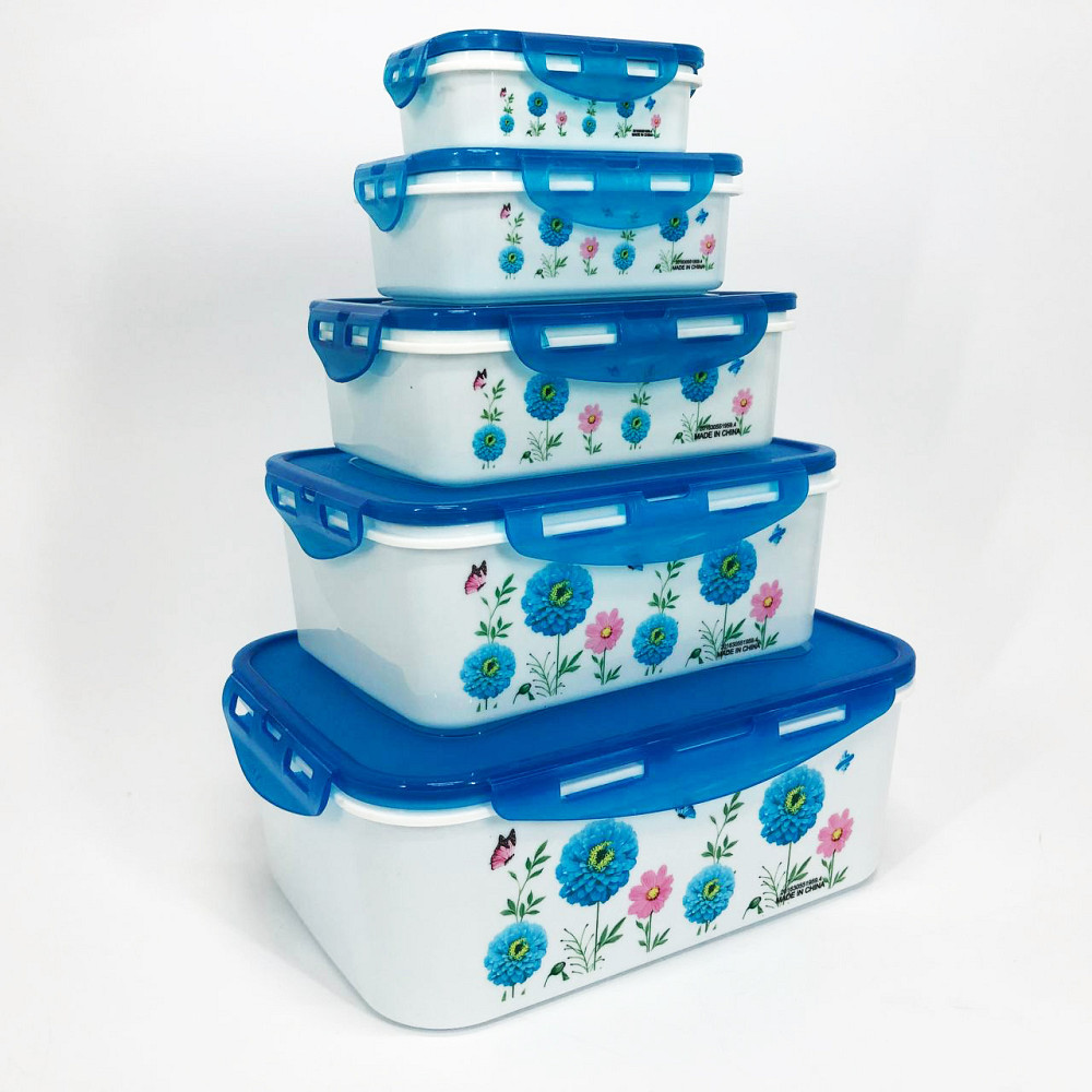 Набор контейнеров UNIQUE UN-1514 5шт. Цвет: голубой ZO-53 Львов - изображение 4