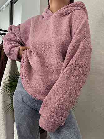 Жіноча тепла плюшева худі з вушками турецьке м'яке хутро Пудра Одеса