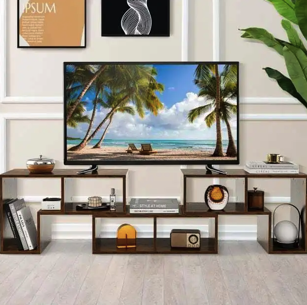 Тумба под телевизор с полками современная мебель для гостиной стиль лофт дерево металл Costway Kotek Киев - изображение 3