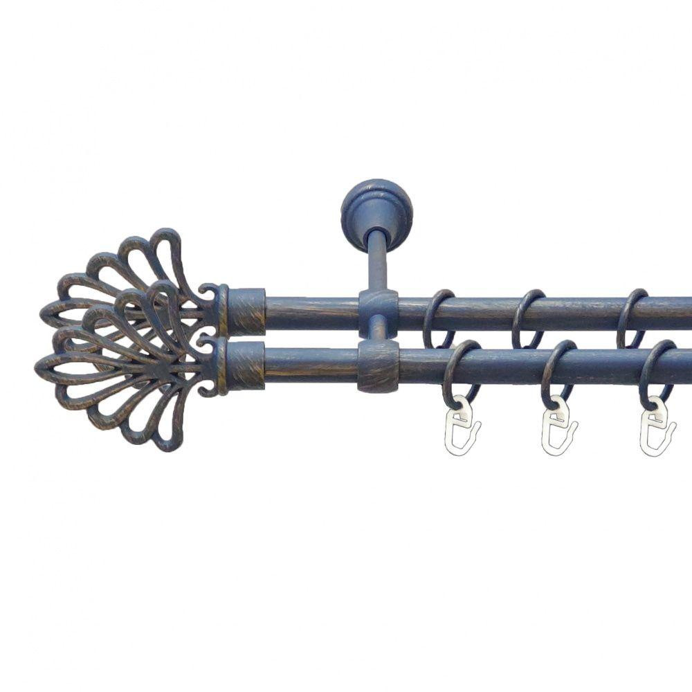 Карниз Orvit Модерн металевий дворядний литий гладка труба кільце металеве Блакить Золота 16\16 мм 300 см (00-00009093) Львів - фото 1