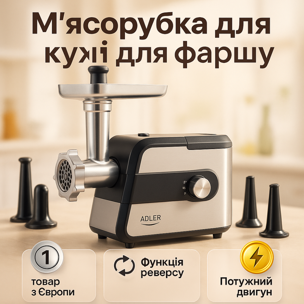 Кухонна якісна електром'ясорубка для дому Adler AD 4813 2000Вт, М'ясорубка з решіткою для фаршу YQ-71 Львів - фото 8