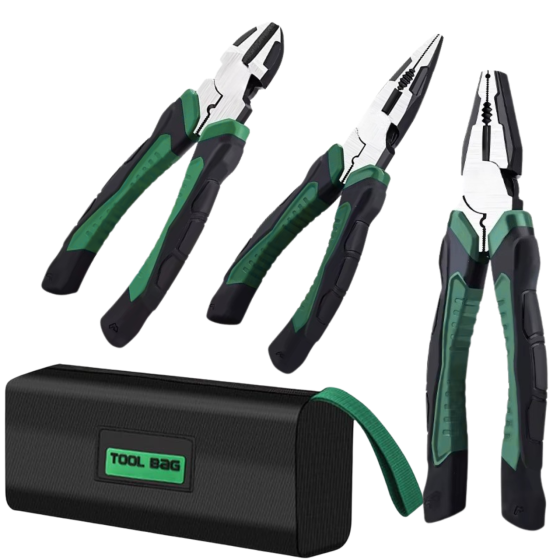 Набір інструментів ручних 3 шт: бокорізи, довгогубці, комбіновані плоскогубці з сумкою для слюсарних робіт, електромонтажних Кам'янець-Подільський