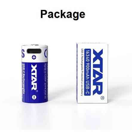 Акумулятор XTAR 16340 RCR123A 900mAh Li-ion 3.6 V (Type-C) Біло-синій Київ