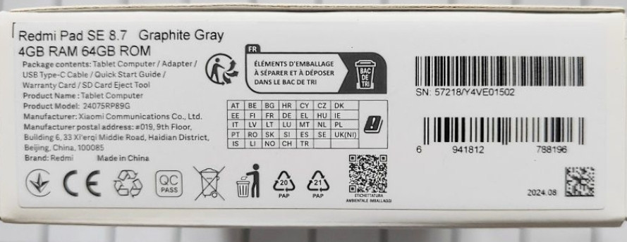 Новый Планшет Redmi Pad SE 4+64 Graphite Gray. Киев - изображение 1