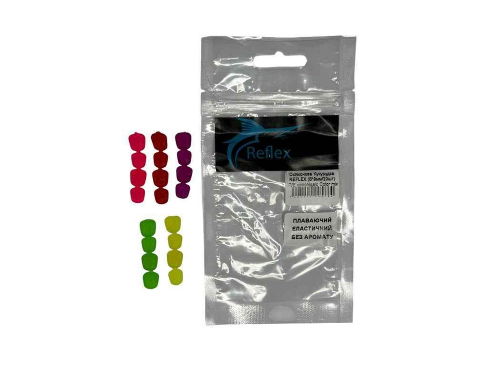 Плаваюча силіконова насадка Кукурудза оригінал 20 (8*9мм/20шт) Color mix ТМ REFLEX Київ - фото 1