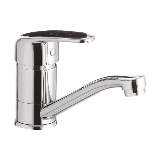 Смеситель для умывальника Cron Magic 555 (излив 15 см) (черная ручка) (CR0131) Киев