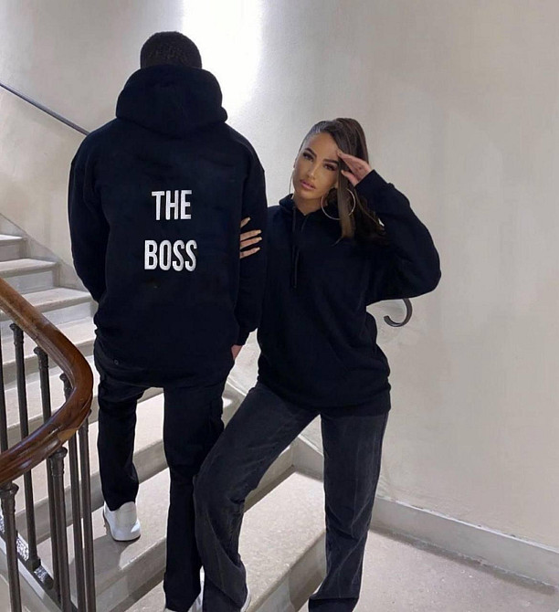 Парні теплі худі для закоханих з написом на спині тринитка на флісі Одеса - фото 5