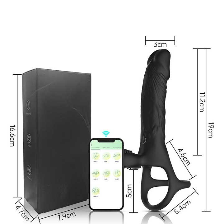 Смарт ерекційне кільце з вібрацією і фалоїмітатором для подвійного проникнення Love Spousе Вінниця - фото 3