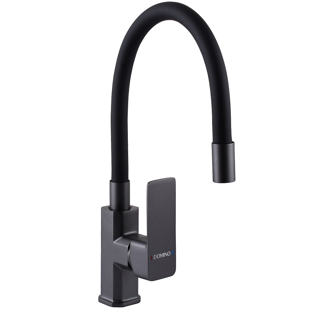Змішувач для кухні DOMINO MALIBU DMM-203LR-GP-BL Графіт+ЧОРНИЙ гофровилив На Гайці Луцк - изображение 1