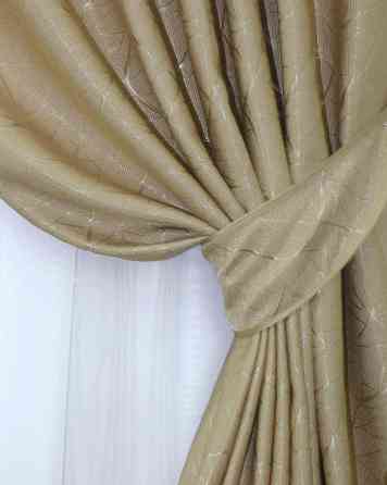 Комплект готових штор VR-Textil Льон Савана № 982ш Бежевий 150х270 см 2 шт (30-784) Київ