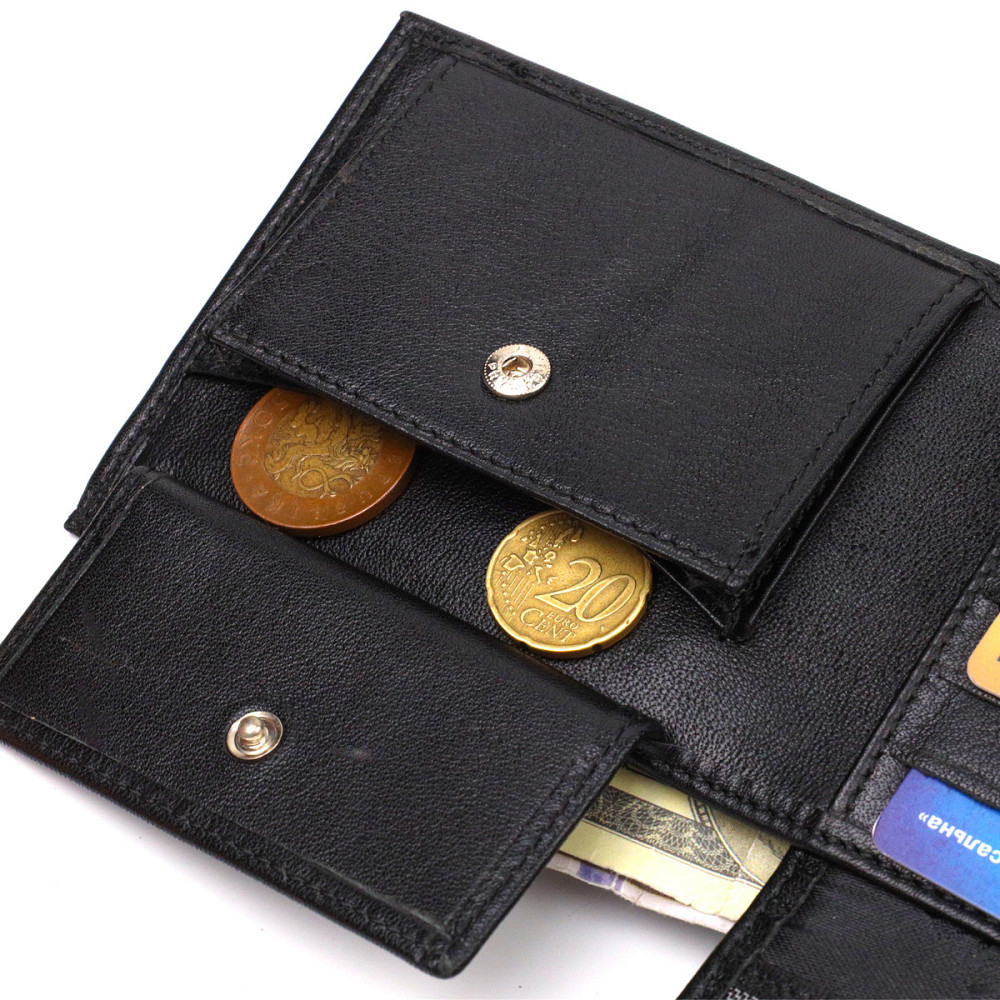 Классическое мужское портмоне из натуральной кожи флотар CANPELLINI 21783 Черное Киев - изображение 7