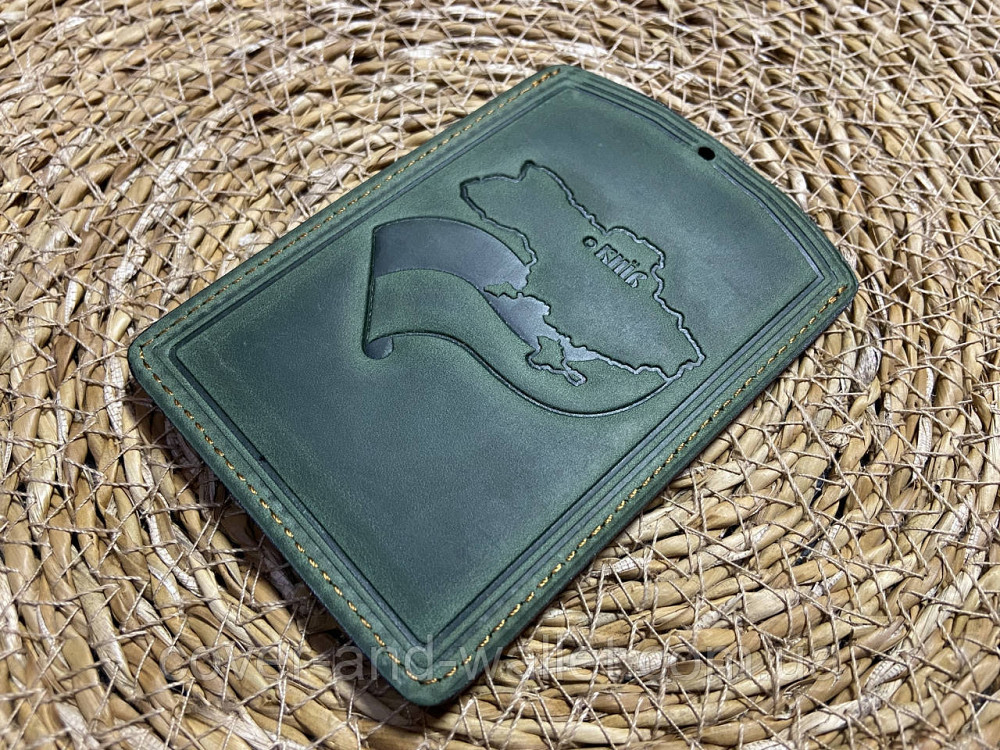 Обкладинка для пенсійного посвідчення із вінтажної шкіри зеленого кольору Crazy Horse Київ - фото 6
