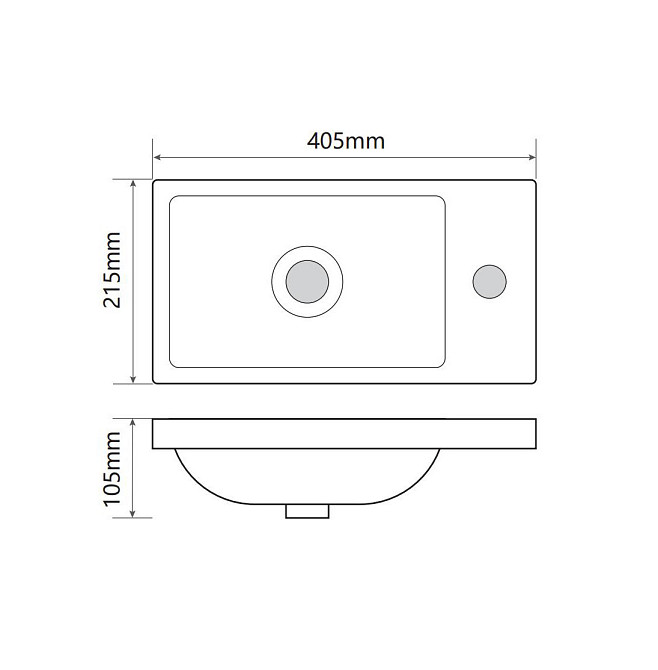 Раковина меблева Mixxus Premium QUADRO-1501 400х215х105mm з отвором під змішувач   ( MP6502 ) 29819 Харків - фото 7