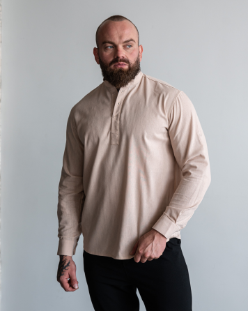 Сорочка чоловіча льон довгий рукав Бежевий XL Харків