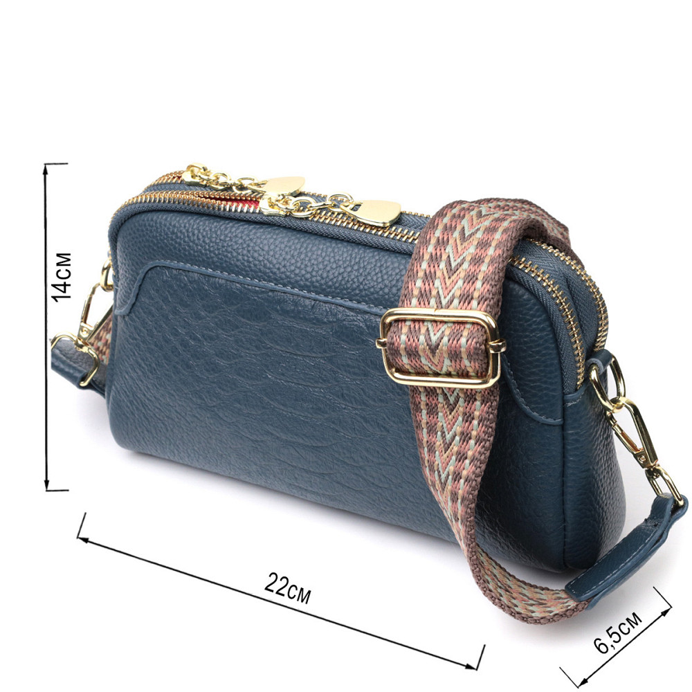 Модная сумка на два отделения из натуральной кожи Vintage 22355 Синяя Киев - изображение 3