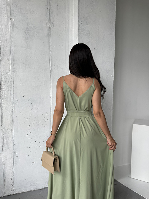 Жіночий літній сарафан максі "Charlotte" оптом | Норма і батал Оливковий, 46-48 Київ - фото 5