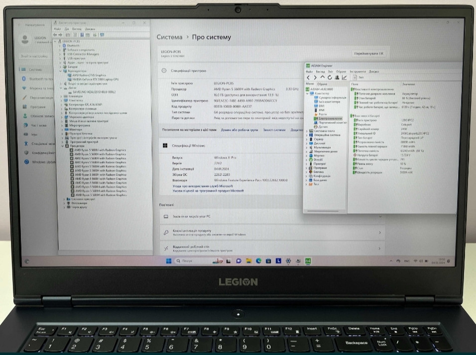 Ноутбук: Legion 5 ,17.3 Ryzen 5 5600H, RTX 3060. 6Gb, 130W 144Hz. 16Gb.SSD 512Gb. Київ - фото 8