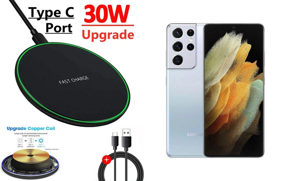 Бездротовий зарядний пристрій Copper до 30W для nubia Z40 Pro, USB-C, LED Київ - фото 1