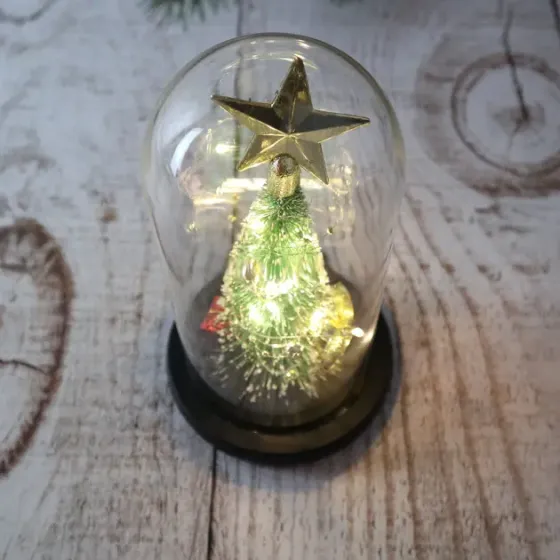Ночник новогодняя елка в стеклянной колбе gold star Коломия