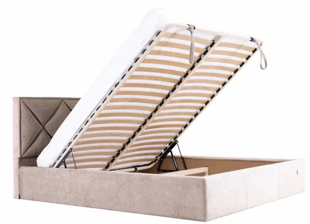 Ліжко Двоспальне Leeds Comfort 160 х 200 см Місті Milk З підйомним механізмом та нішою для білизни Бежевий Київ - фото 7