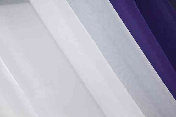 Кухонные шторы VR-Textil № 017к комбинированные с подвязками фиолетовый с белым 265х170 см (50-012) Киев