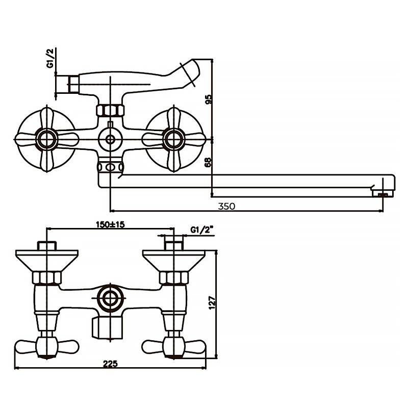 Змішувач для ванни Haiba Dominox 140 матовий (HB0063) Київ - фото 2