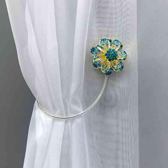 Магніти для штор та гардин "Flowers" набір 2 шт Бірюзовий з золотистим (81-200) Київ