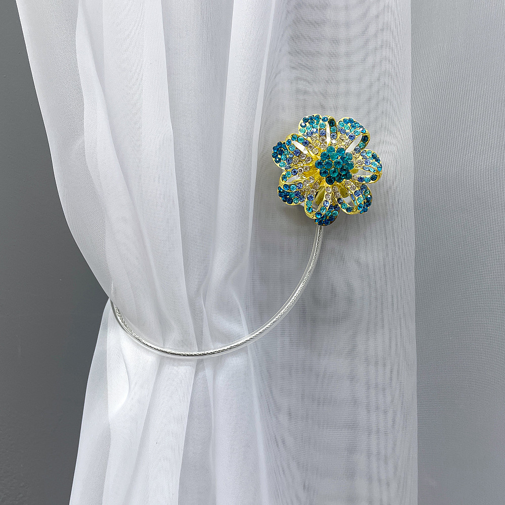 Магніти для штор та гардин "Flowers" набір 2 шт Бірюзовий з золотистим (81-200) Київ - фото 3