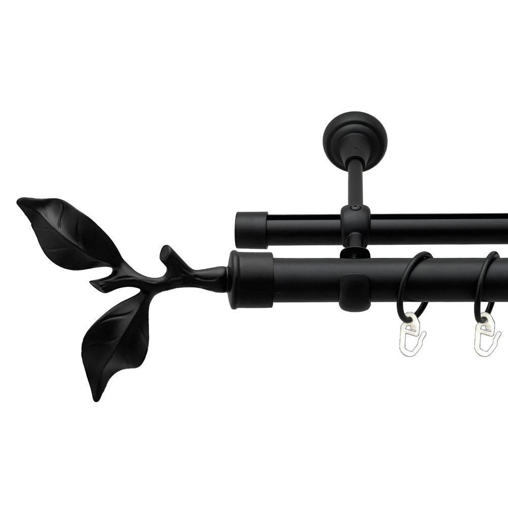 Карниз Orvit Листок Троянди металевий дворядний опозитний гладка \ профільна труба кільце металеве Чорний Оксамит 25\19 мм 200 см Львів - фото 1