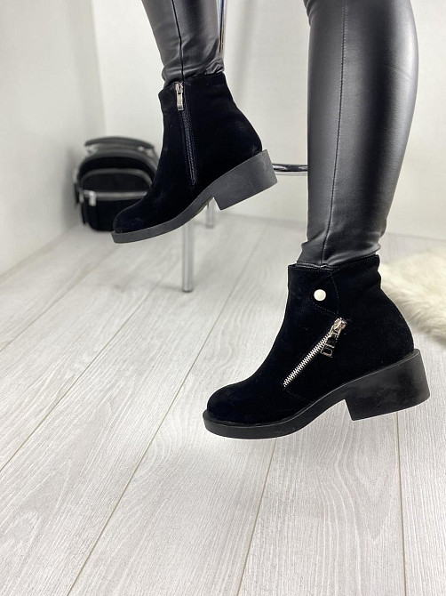 Черевики жіночі D and V чорні замшеві зимові висота 11см розмір 38 (2197) Коломия - фото 7
