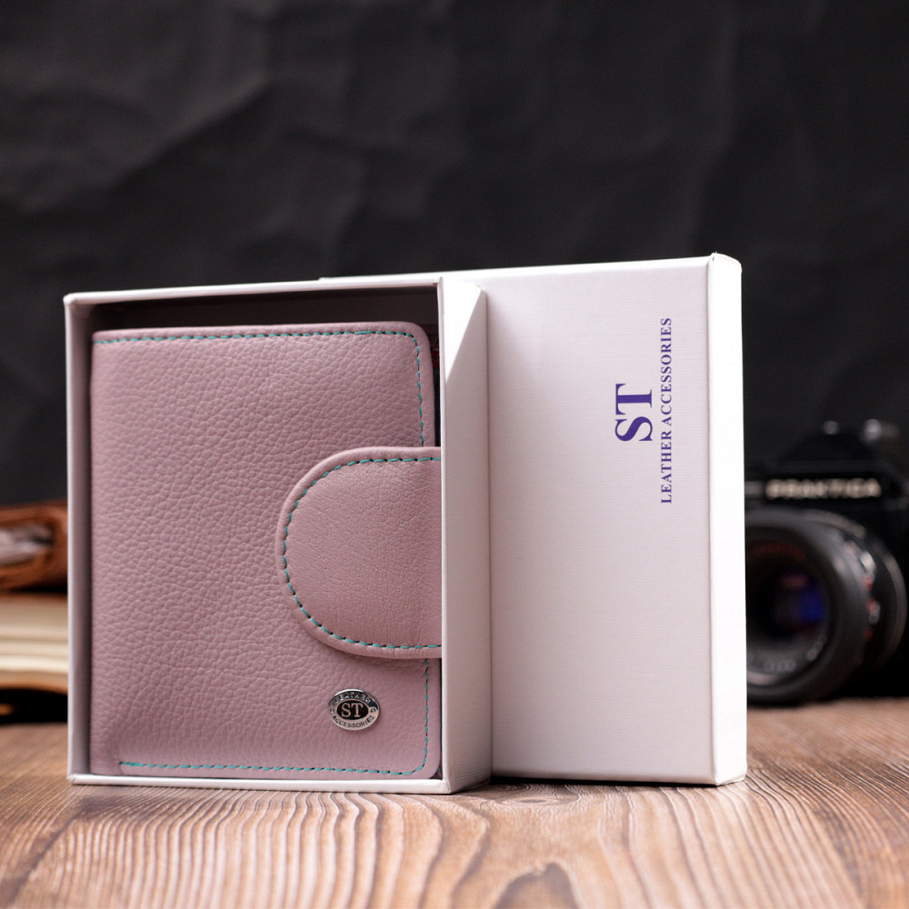 Портмоне з монетницею зовні для стильних жінок шкіряне Бежевий (ST Leather) Київ - фото 4