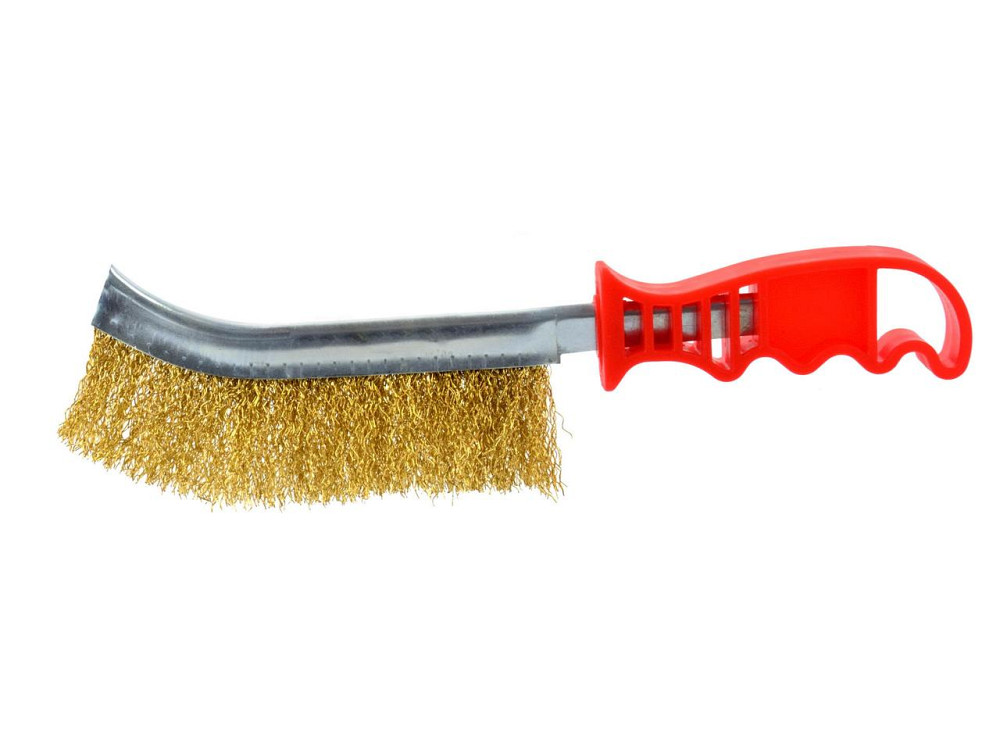 Ручна щітка дротяна "GeKo", латунні дротики, пластикова ручка, 240 мм Киев - изображение 1