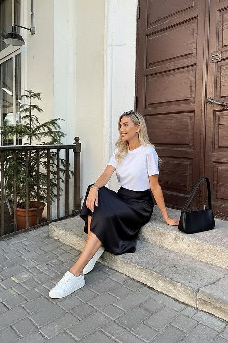 Женская юбка атласная Черный 50/52 Харьков - изображение 6