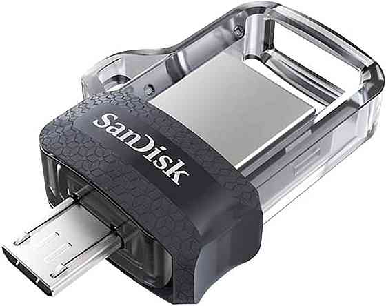 SanDisk Ultra 128GB Dual USB 3.0 выдвижная флешка OTG для смартфона скорость до 150 МБ/с чёрная Киев