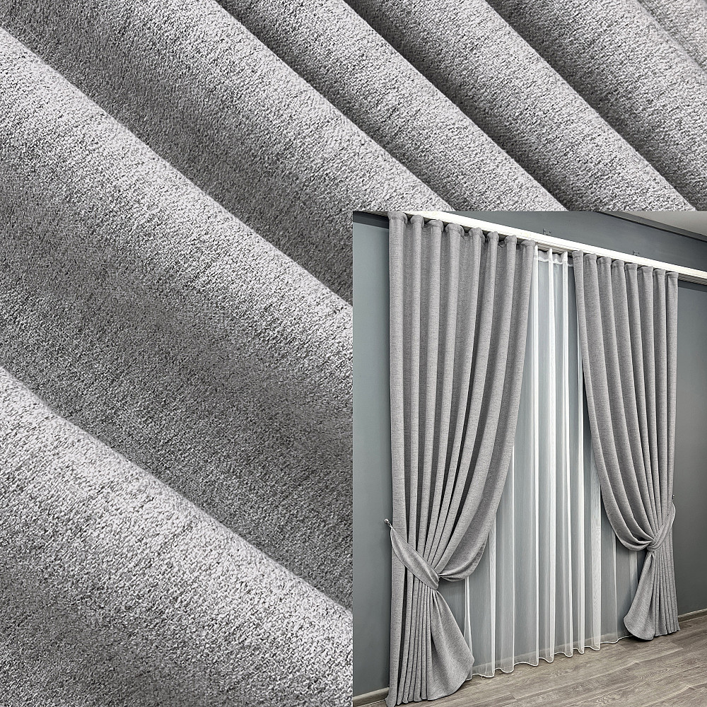 Комплект готових штор VR-Textil TWEED_V № 1913ш Світло-сірий 200х290 см 2 шт (32-332) Київ - фото 1