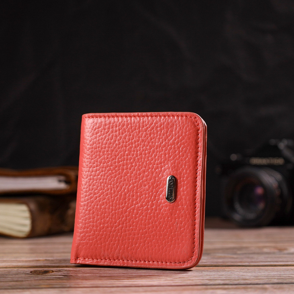 Маленький жіночий гаманець із натуральної шкіри флотар CANPELLINI 21794 Кораловий Київ - фото 8