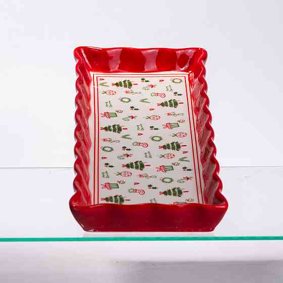 Yiwu Сервірувальне новорічне блюдо для закусок Merry Christmas 36,5×13×3 (см) з порцеляни CR-1- Коломыя