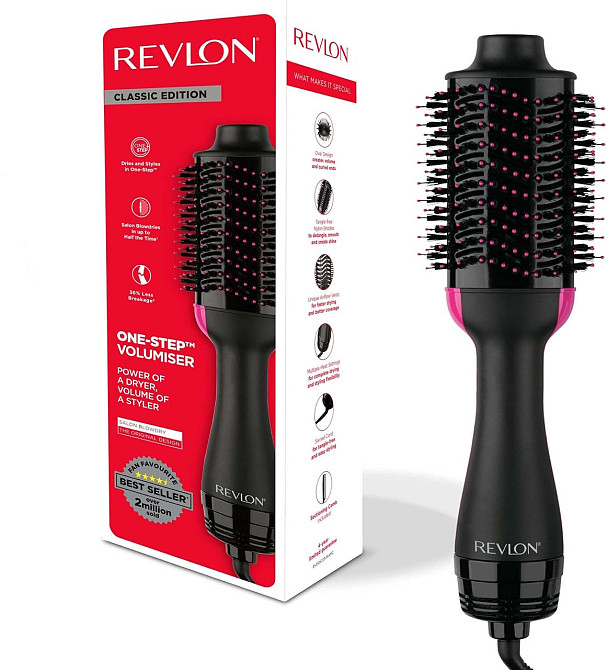Фен-щітка Revlon Salon One-Step RVDR5222: стайлер 2 в 1 для об'єму, іонна та керамічна технологія, 820 Вт, чорний Київ - фото 1