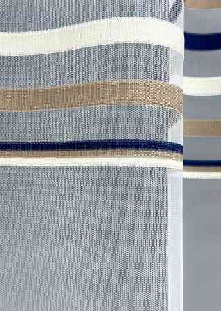 Тюль VR-Textil 1769т Фатин полосы Синий с бежевым и молочным 350х270 см (42-0881) Киев