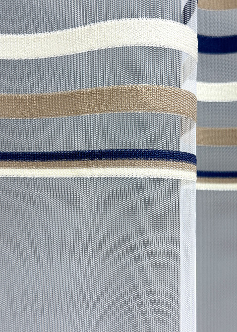 Тюль VR-Textil 1769т Фатин полосы Синий с бежевым и молочным 350х270 см (42-0881) Киев - изображение 6