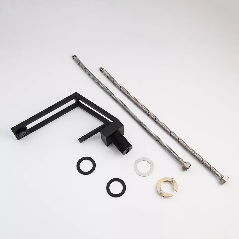 Змішувач сучасний для умивальника ванної кімнати, латунний змішувач з керамічним картриджем, Чорний Кам'янець-Подільський - фото 4