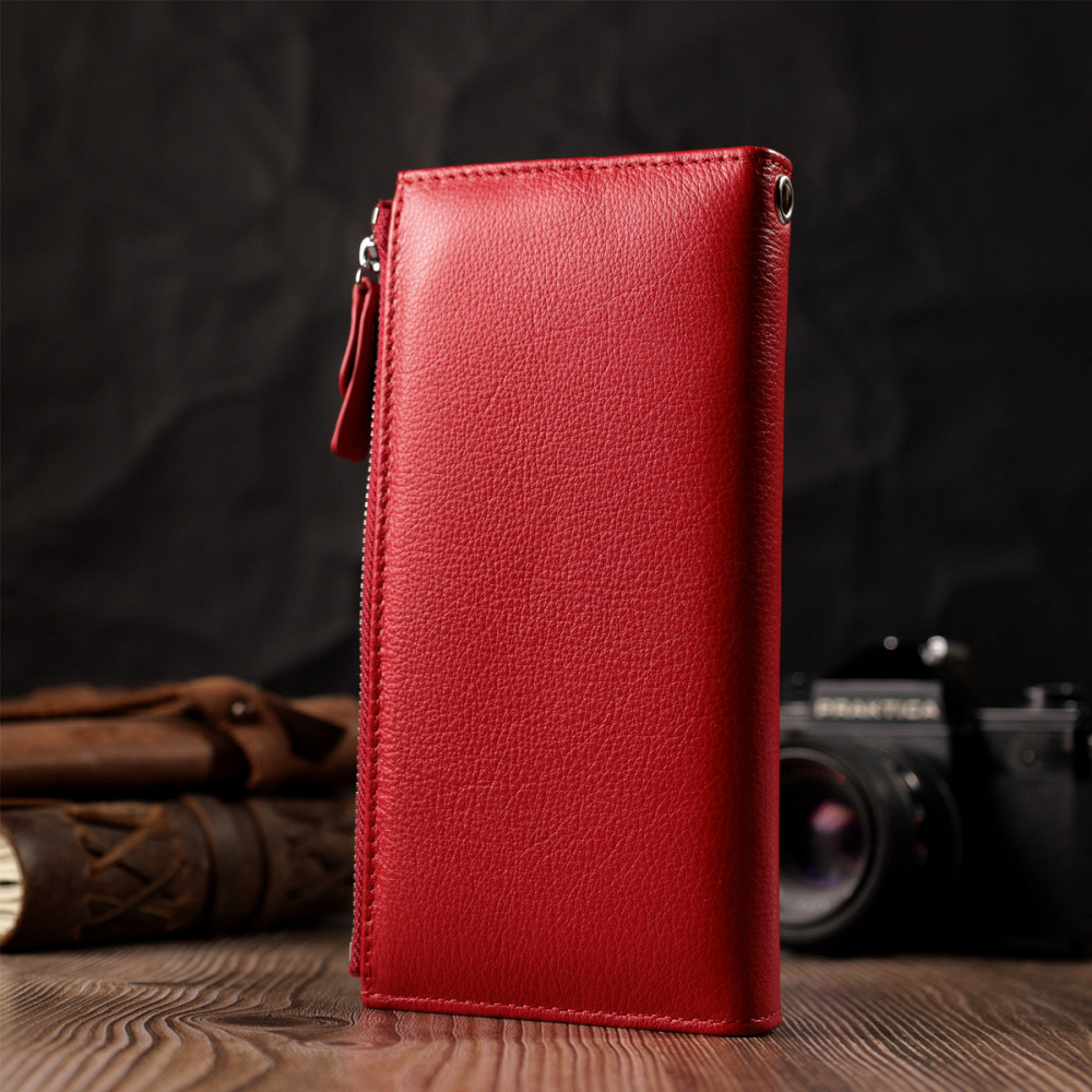 Женский вертикальный кошелек-клатч из натуральной кожи ST Leather 22536 Красный Киев - изображение 11