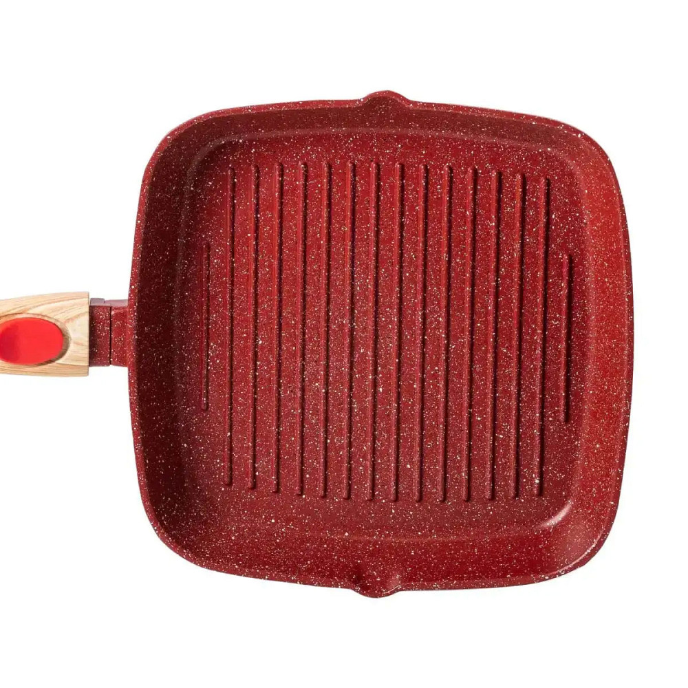 MGC Алюмінієва сковорода-гриль 24 см зі скляною кришкою Square Red MGC HP-4-461R Киев - изображение 7