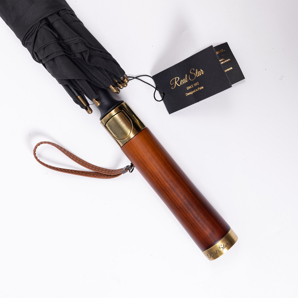 Полуавтоматичний зонт-трость чорний 124 см Київ - фото 3