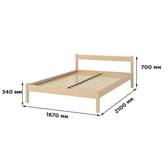 Двоспальне дерев'яне ліжко Mebigrand MG01 Прозорий лак 160х200 см (MBG-21876) Дніпро