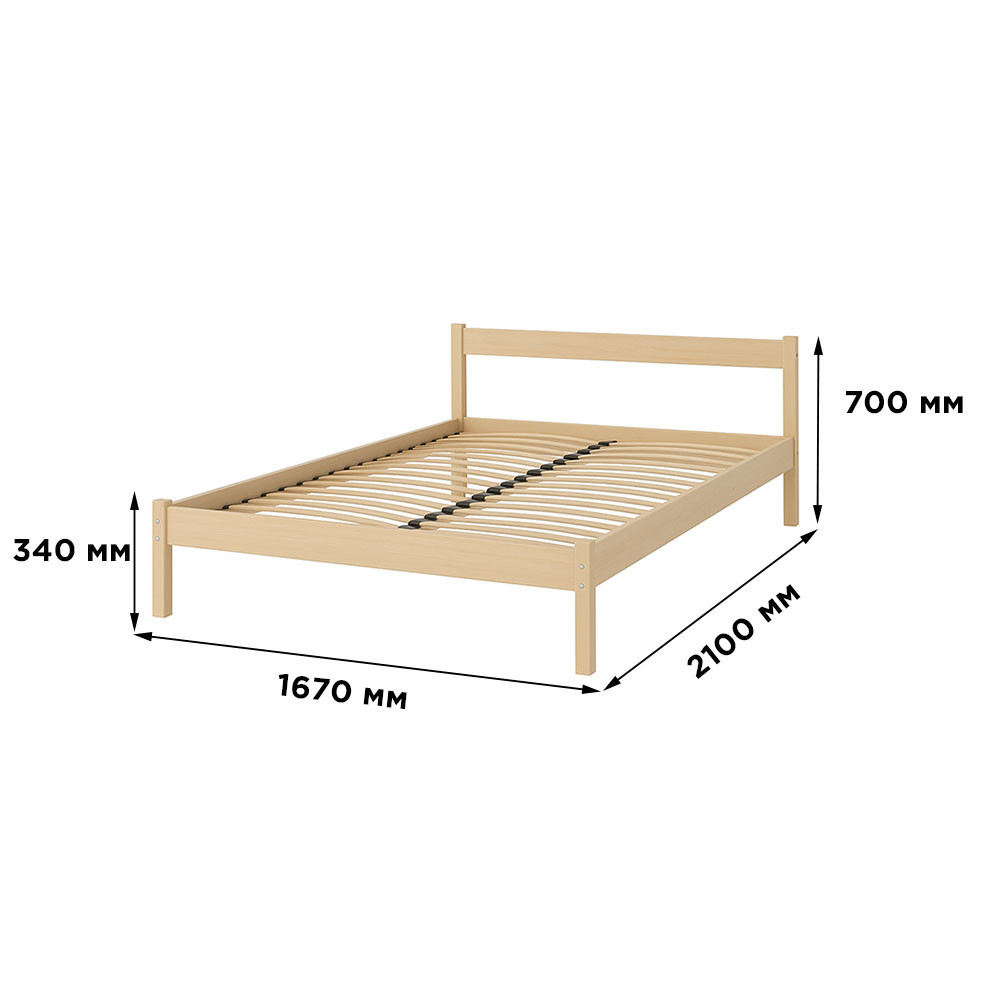 Двоспальне дерев'яне ліжко Mebigrand MG01 Прозорий лак 160х200 см (MBG-21876) Дніпро - фото 5