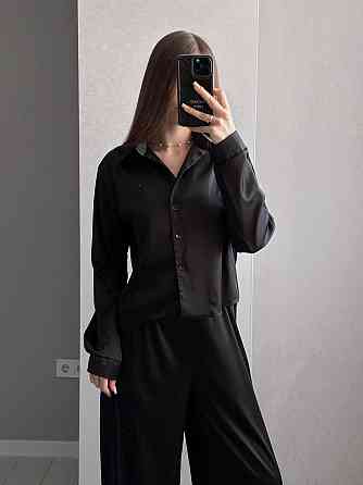 Женский базовый костюм двойка: рубашка и брюки из шелка армани Одесса