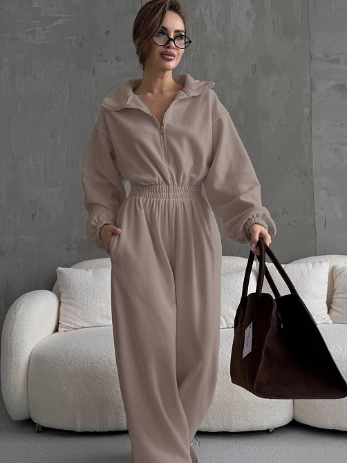 Женский теплый повседневный комбинезон из флиса Мокко, 48/50 Одесса - изображение 1