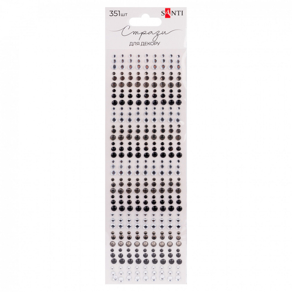 Стрази "Santi" самоклеючі "Colour mix" білі, чорні, 351 шт 743003, шт Київ - фото 1