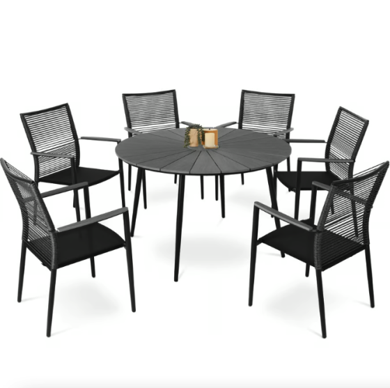 Комплект садових меблів Di Volio Arona 6+1 чорний/сірий Київ